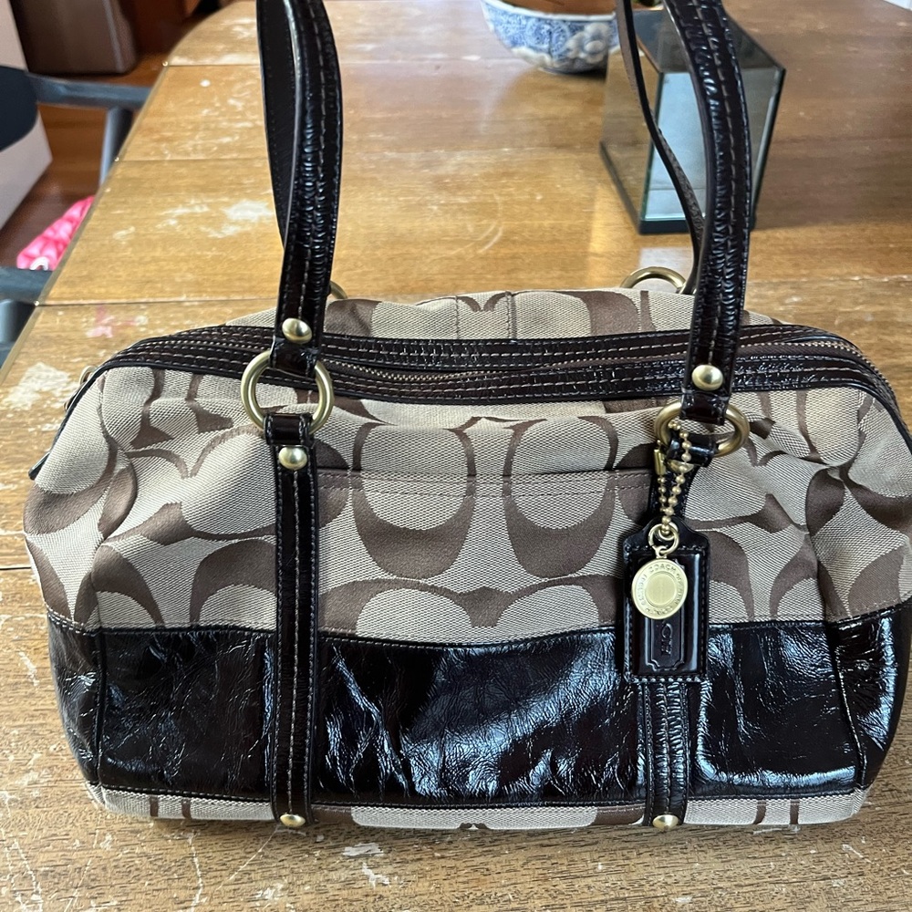 Coach Brown and Black Signature Tote Bag